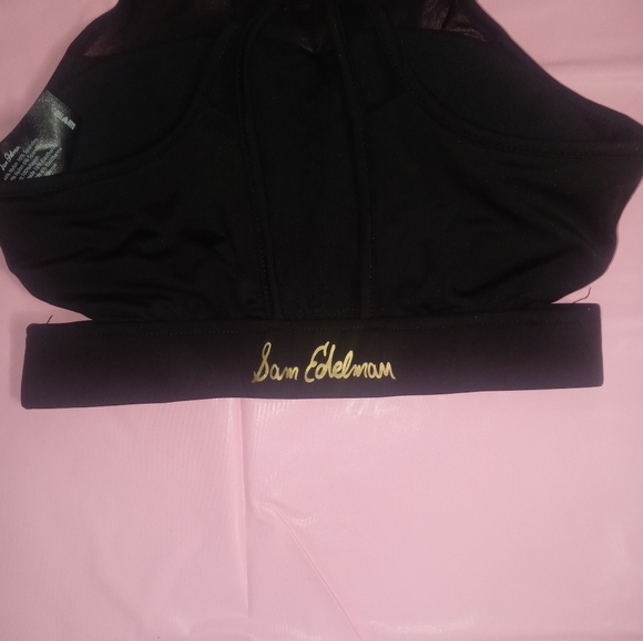 Sam Edelman Active Womens Black Check Me Out Sports Bra Mesh Cut Out Size Xs - Picture 9 of 11